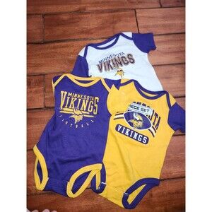 3 Pack Minnisota Vikings Bodysuits 3/6 Months